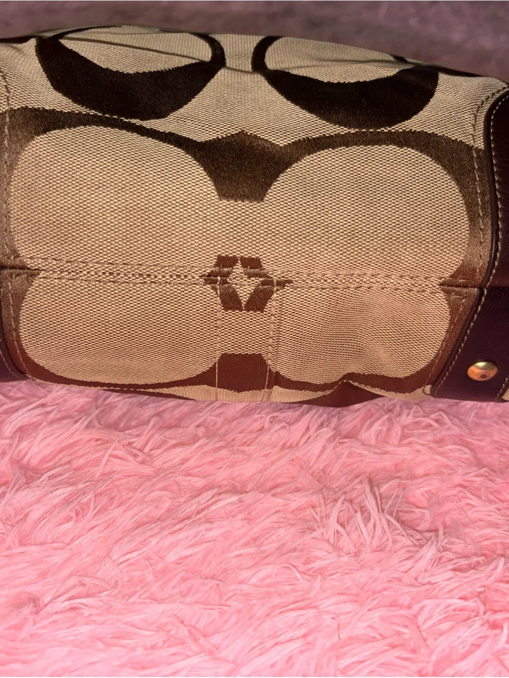 🤎 Vintage Coach 10726 Signature Jacquard Hobo Bag Brown Tan Leather Y2K 🤎